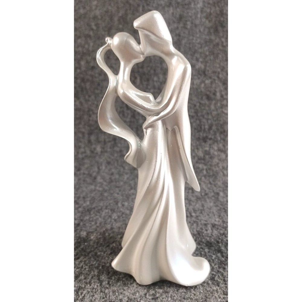 White Ceramic Wedding Cake Topper Bride Groom Modern Abstract